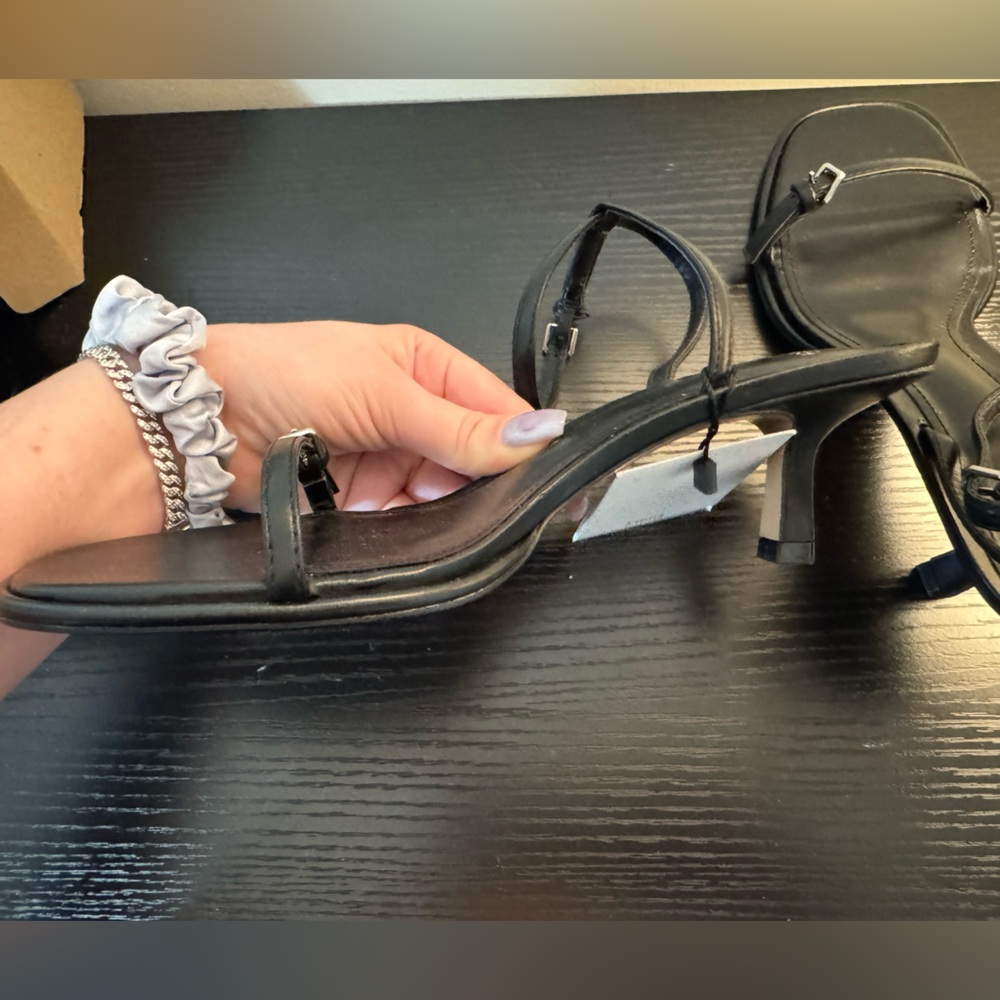 MNG - Women’s - Black Strappy Sandals w Silver Buckles - Picture 8 of 12